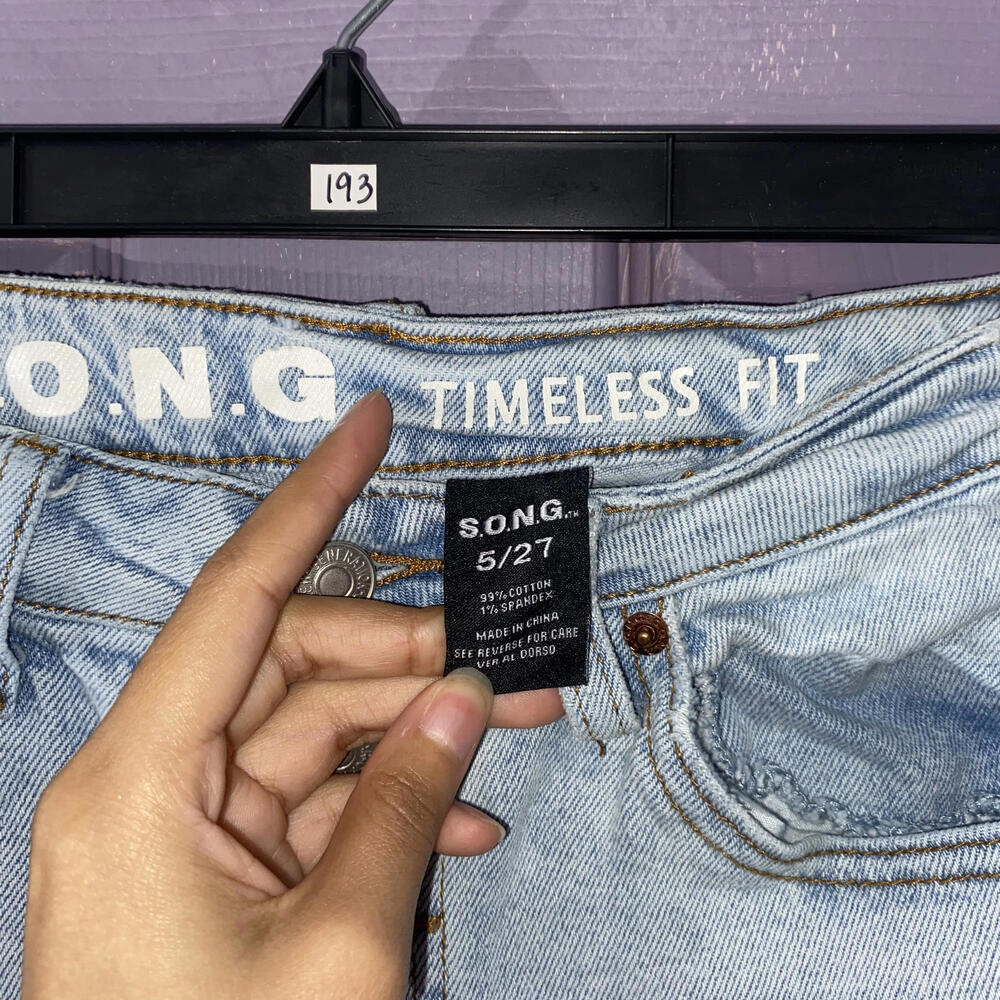 S.O.N.G. Timeless Fit Distressed High Waisted Jeans 5/27 Y2K Button Fly - Picture 3 of 3